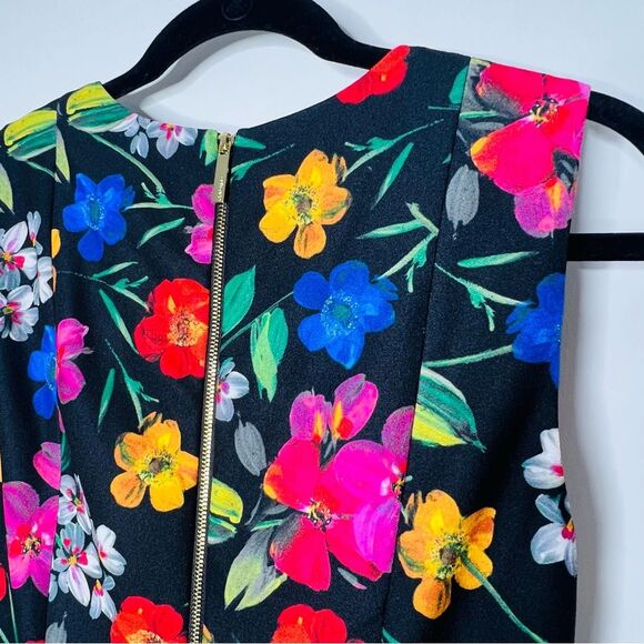 Calvin Klein Women's High Low Sleeveless Midi Scuba Dress Black Floral Size 6 - Picture 9 of 11